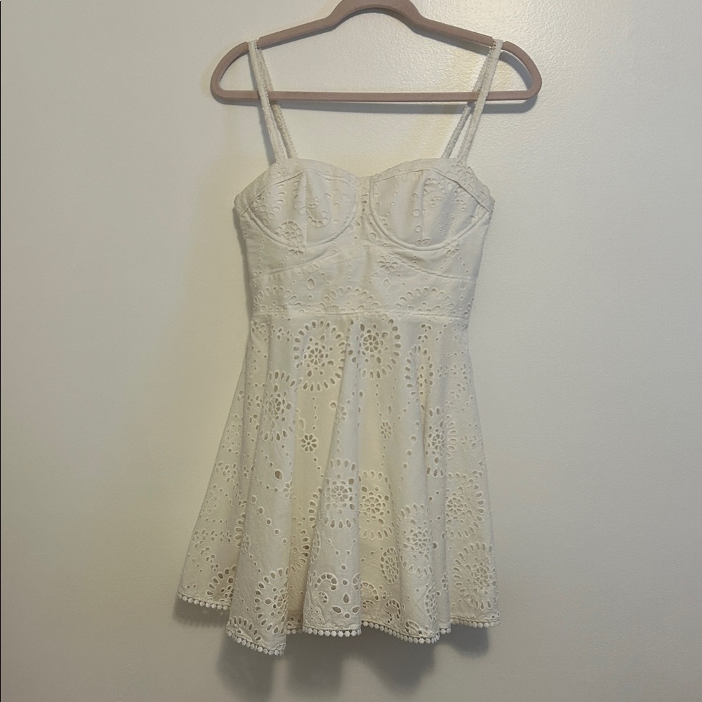 Zara Cream Eyelet Bustier Mini Dress